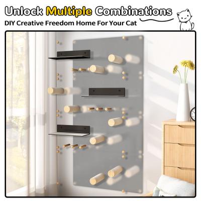 Show full view: Coziwow Wall-Mounted Cat Climber Scratcher Shelves on Pegboard, Black slide 6 of 12