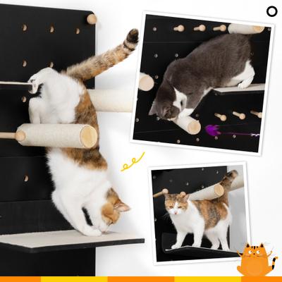 Show full view: Coziwow Wall-Mounted Cat Climber Scratcher Shelves on Pegboard, Black slide 9 of 12