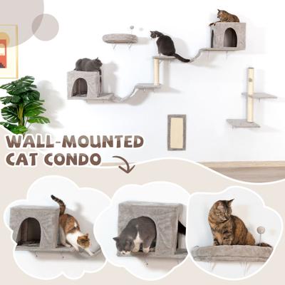 Show full view: Coziwow Wall Mounted Cat Shelves, Grey, Large slide 9 of 11