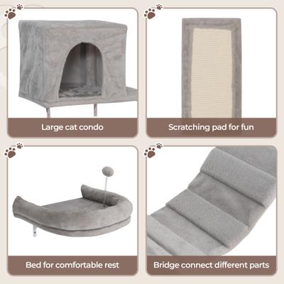 Show full view: Coziwow Wall Mounted Cat Shelves, Grey, Large slide 10 of 11