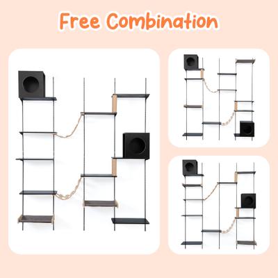 Show full view: Coziwow Wall Mounted Cat Shelves Set, Black slide 9 of 10