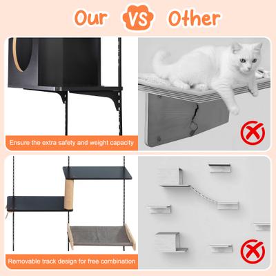 Show full view: Coziwow Wall Mounted Cat Shelves Set, Black slide 8 of 10