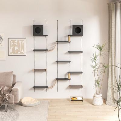 Show full view: Coziwow Wall Mounted Cat Shelves Set, Black slide 5 of 10