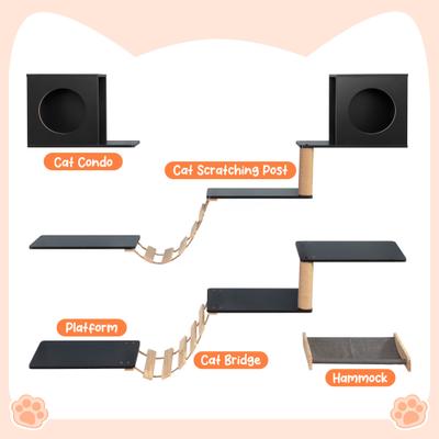 Show full view: Coziwow Wall Mounted Cat Shelves Set, Black slide 4 of 10