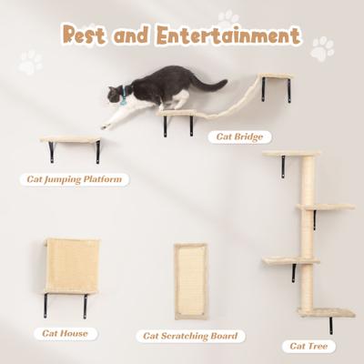 Show full view: Coziwow Wall Mounted Shelves Set Cat Tree, Beige, 5-Pack slide 10 of 12