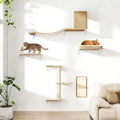 Coziwow Wall Mounted Shelves Set Cat Tree, Beige, 5-Pack slide 2 of 9