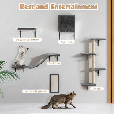 Show full view: Coziwow Wall Mounted Shelves Set Cat Tree, Gray, 5-Pack slide 8 of 10
