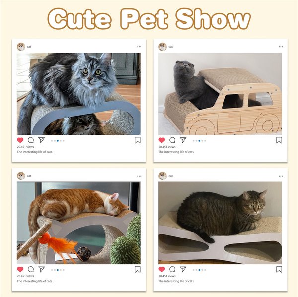 Show full view: Coziwow Wave Cat Scratcher Lounge Toy with Catnip, White slide 9 of 12
