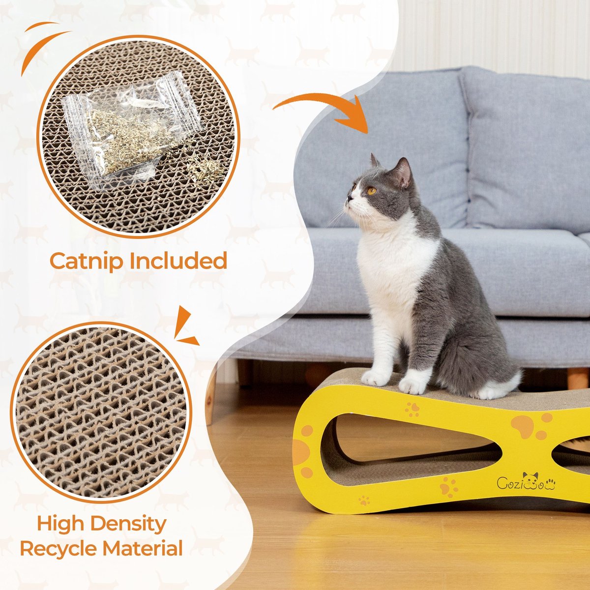 Coziwow Wave Cat Scratcher Lounge Toy with Catnip