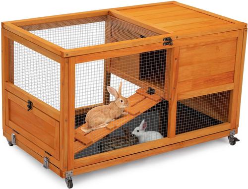 Show full view: Coziwow Wooden 2 Story Rabbit Indoor & Outdoor Cage, Orange slide 1 of 9