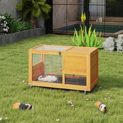 Coziwow Wooden 2 Story Rabbit Indoor & Outdoor Cage, Orange slide 2 of 9