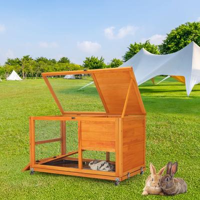 Show full view: Coziwow Wooden 2 Story Rabbit Indoor & Outdoor Cage, Orange slide 2 of 9