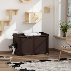Coziwow Wooden Enclosure Washroom Cat Litter Box, Brown slide 2 of 9