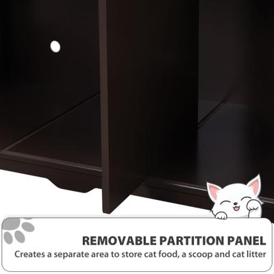 Show full view: Coziwow Wooden Enclosure Washroom Cat Litter Box, Brown slide 6 of 11