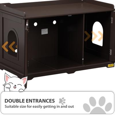 Show full view: Coziwow Wooden Enclosure Washroom Cat Litter Box, Brown slide 9 of 11