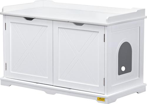 Show full view: Coziwow Wooden Enclosure Washroom Cat Litter Box, White slide 4 of 11