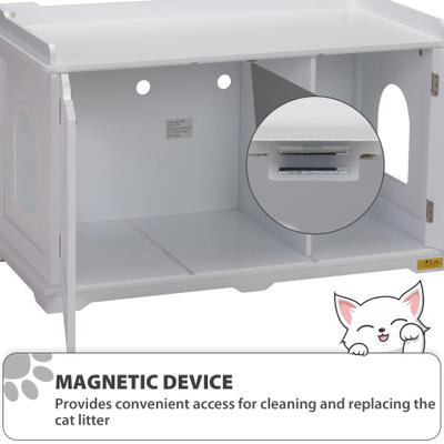Show full view: Coziwow Wooden Enclosure Washroom Cat Litter Box, White slide 8 of 11