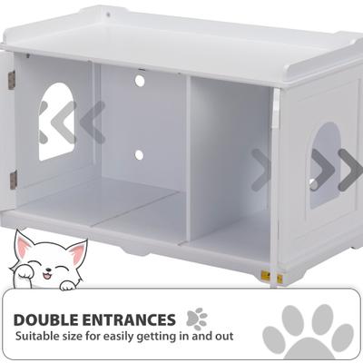 Show full view: Coziwow Wooden Enclosure Washroom Cat Litter Box, White slide 9 of 11