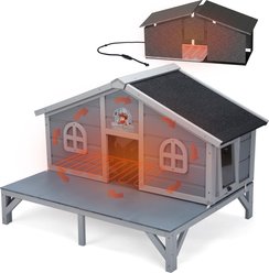 Coziwow Wooden Outdoor Heated Cat House, Grey