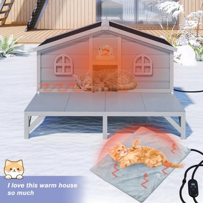 Show full view: Coziwow Wooden Outdoor Heated Cat House, Grey slide 6 of 11