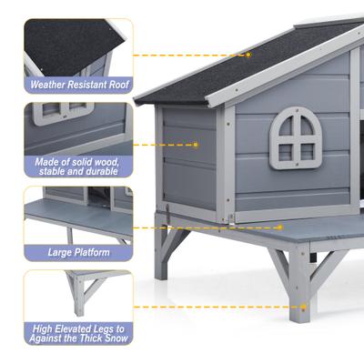 Show full view: Coziwow Wooden Outdoor Heated Cat House, Grey slide 9 of 11