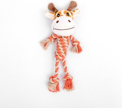 Cozy Tails Squeak Giraffe Plush Rope Tug Dog Toy, Orange