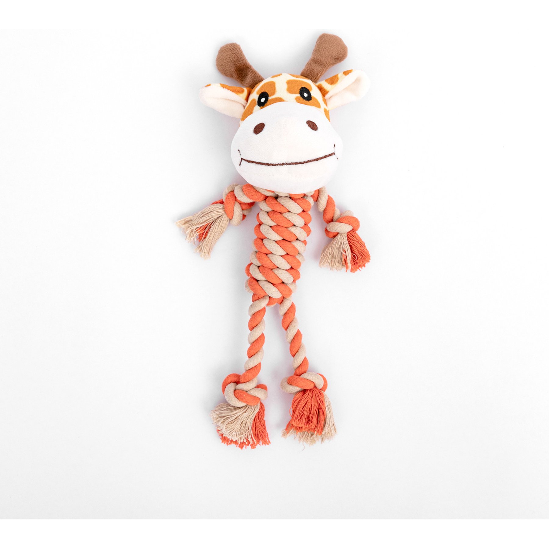 Cozy Tails Squeak Giraffe Plush Rope Tug Dog Toy, Orange