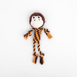 Cozy Tails Squeak Monkey Plush Rope Tug Dog Toy, Brown