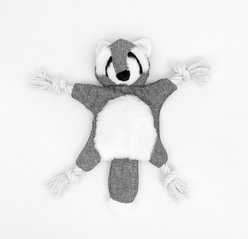 Cozy Tails Squeak Raccoon Crinkle Plush Rope Tug Dog Toy, Grey