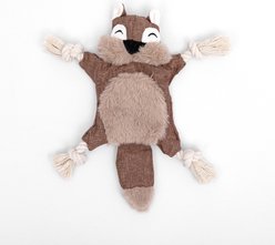 Cozy Tails Squeak Squirrel Crinkle Plush Rope Tug Dog Toy, Brown