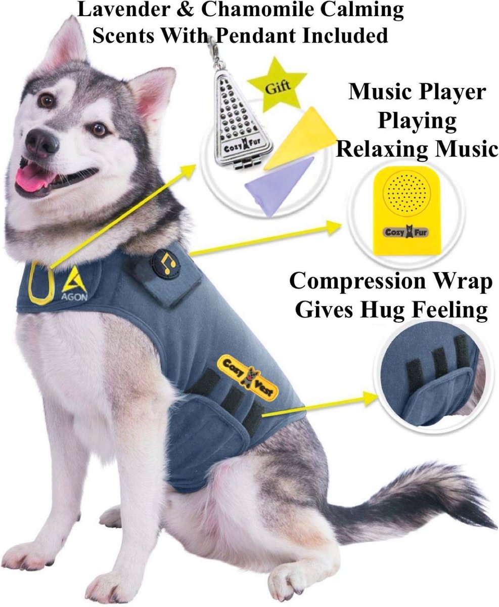 CozyVest 3-in-1 Anxiety Music & Essential Oil Aromatherapy Dog Calming Vest, Gray