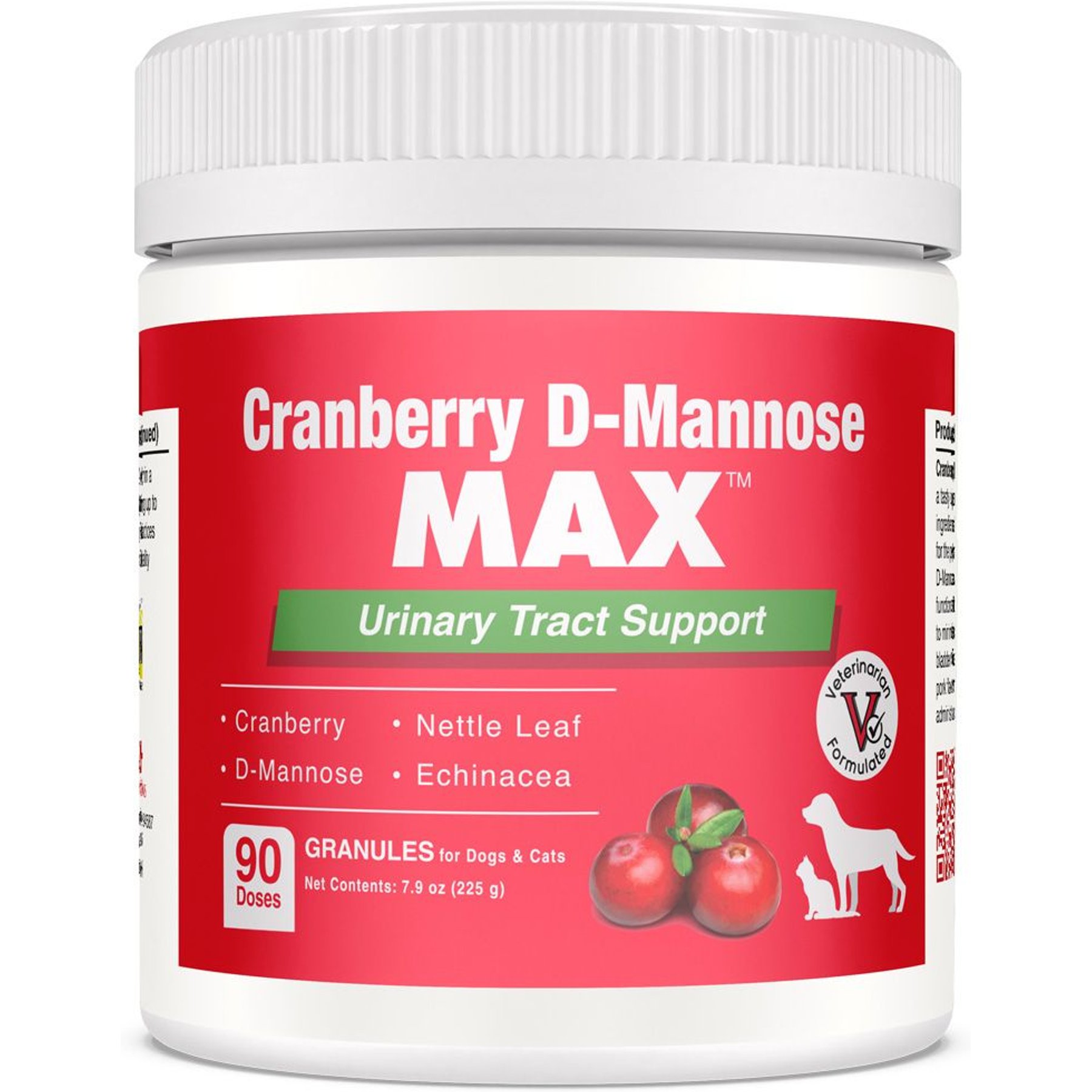 Cranberry D-Mannose MAX Urinary Tract Support Granules Supplement for Dogs, 90 Doses