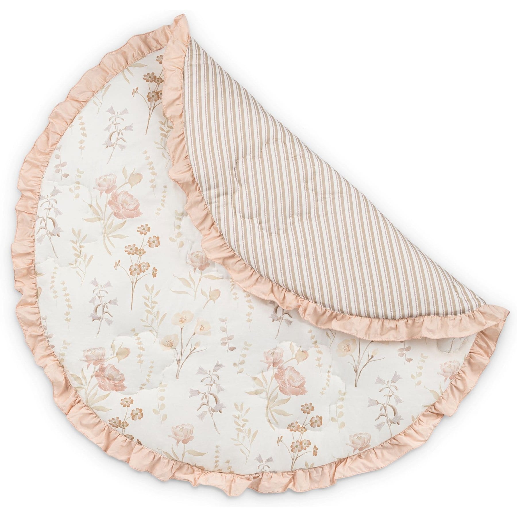 Crane Baby Violet Floral Ruffle Quilted Dog Crate Mat, Beige, 40-in