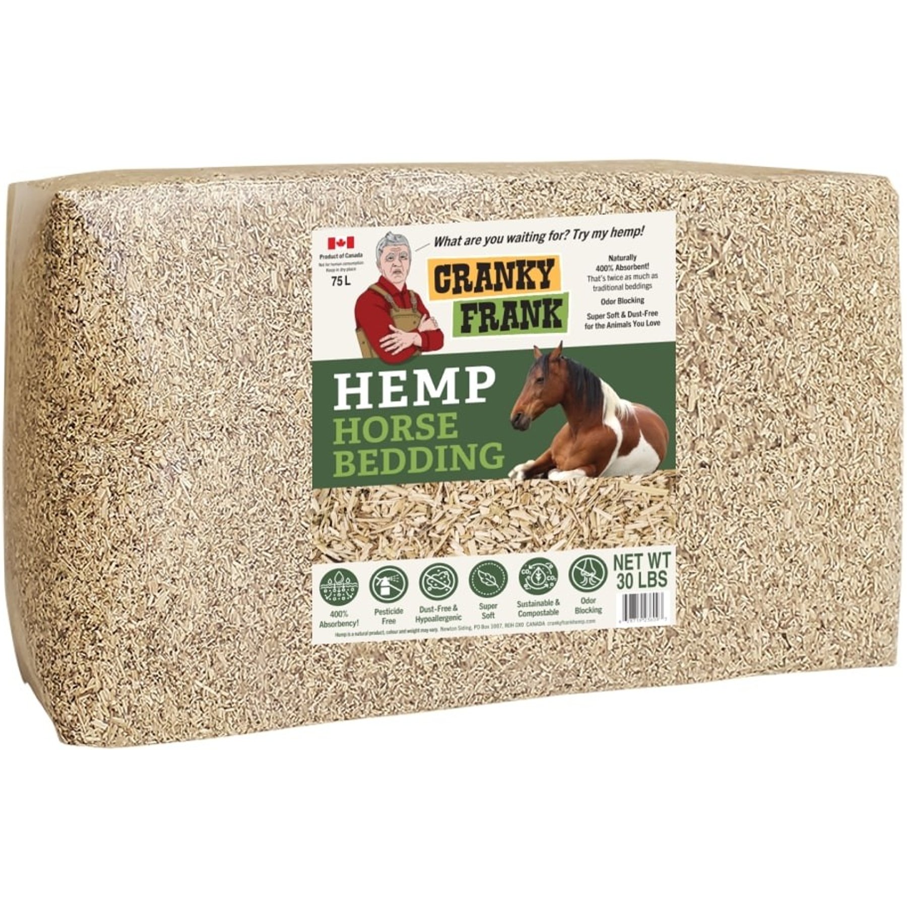 Cranky Frank Hemp Horse Stall Premium Hemp Bedding, 5-cu ft