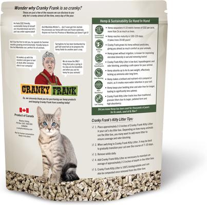 Show full view: Cranky Frank Hemp Kitty Litter Unscented Non-Clumping Hemp Cat Litter, 15-lb bag, 10-L slide 3 of 4