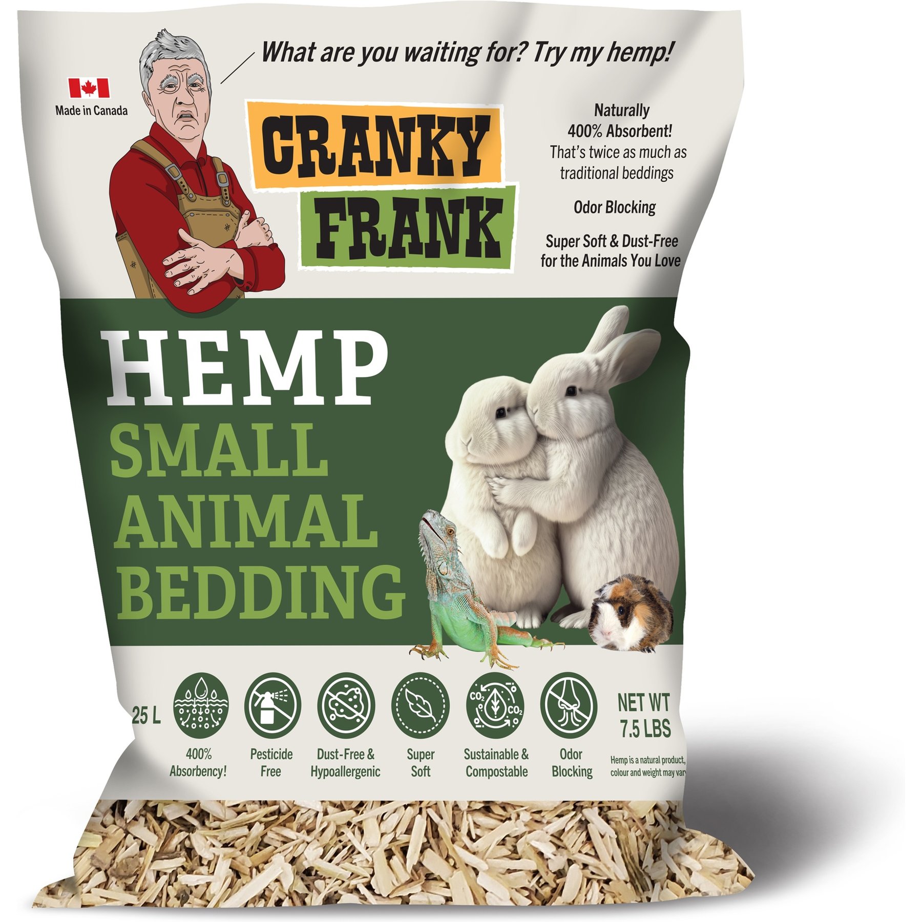 Cranky Frank Hemp Small Animal Hemp Bedding, 7.5-lb