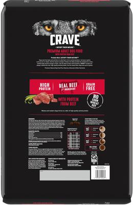 Show full view: Crave High Protein Beef Adult Grain-Free Dry Dog Food, 22-lb bag slide 3 of 11