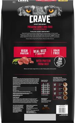 Show full view: Crave High Protein Beef Adult Grain-Free Dry Dog Food, 30-lb bag slide 3 of 11
