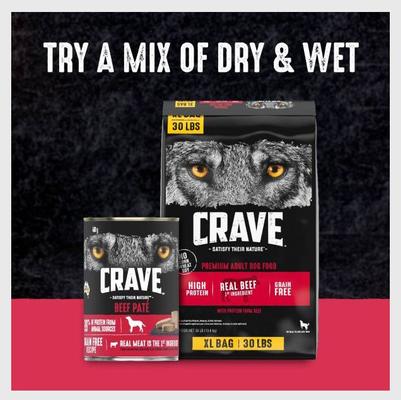Show full view: Crave High Protein Beef Adult Grain-Free Dry Dog Food, 30-lb bag slide 10 of 11