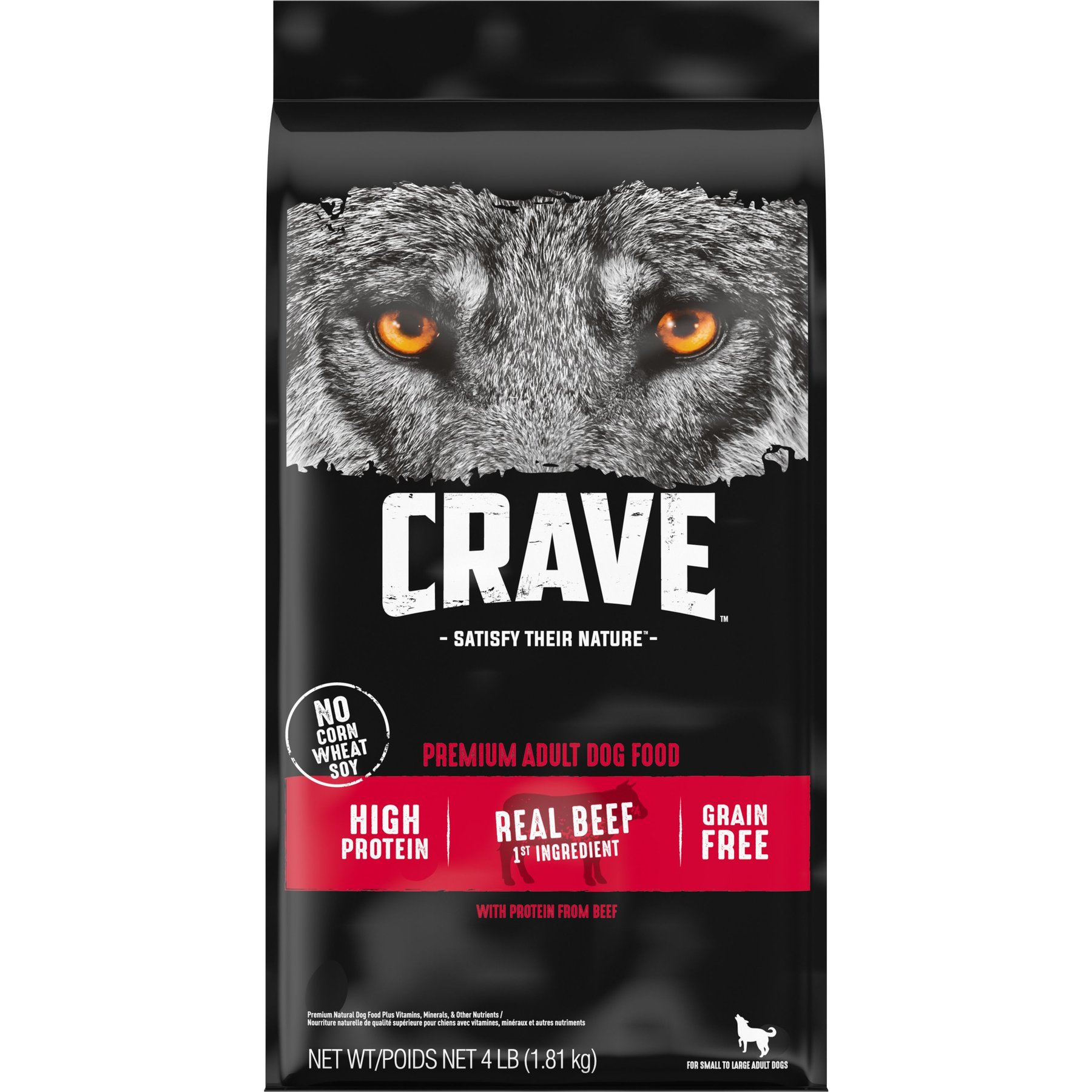Crave High Protein Beef Adult Grain-Free Dry Dog Food, 4-lb bag