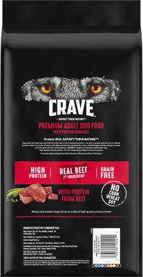 Show full view: Crave High Protein Beef Adult Grain-Free Dry Dog Food, 4-lb bag slide 3 of 11
