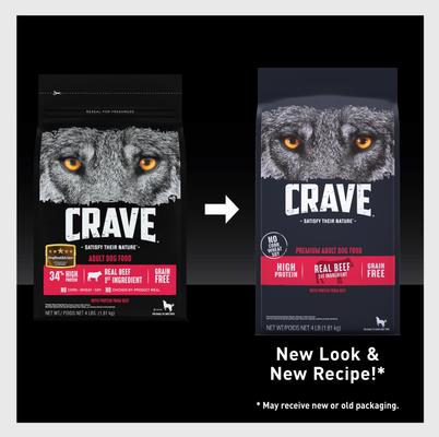 Show full view: Crave High Protein Beef Adult Grain-Free Dry Dog Food, 4-lb bag slide 10 of 11
