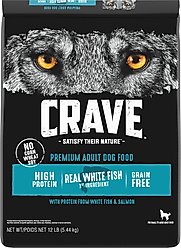 Crave High Protein White Fish & Salmon Adult Grain-Free Dry Dog Food, 12-lb bag