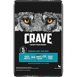 Crave High Protein White Fish & Salmon Adult Grain-Free Dry Dog Food, 22-lb bag