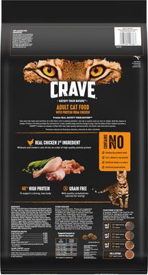 Show full view: Crave with Protein from Chicken Adult Grain-Free Dry Cat Food, 10-lb bag slide 3 of 13