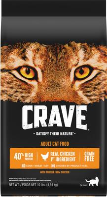 Show full view: Crave with Protein from Chicken Adult Grain-Free Dry Cat Food, 10-lb bag slide 4 of 13