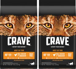 Crave with Protein from Chicken Adult Grain-Free Dry Cat Food, 20-lb bundle 