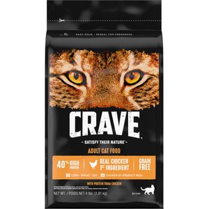 Crave with Protein from Chicken Adult Grain-Free Dry Cat Food, 4-lb bag