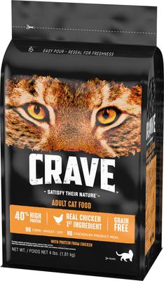 Show full view: Crave with Protein from Chicken Adult Grain-Free Dry Cat Food, 4-lb bag slide 4 of 13