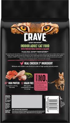 Show full view: Crave with Protein from Chicken & Salmon Indoor Adult Grain-Free Dry Cat Food, 4-lb bag slide 3 of 13